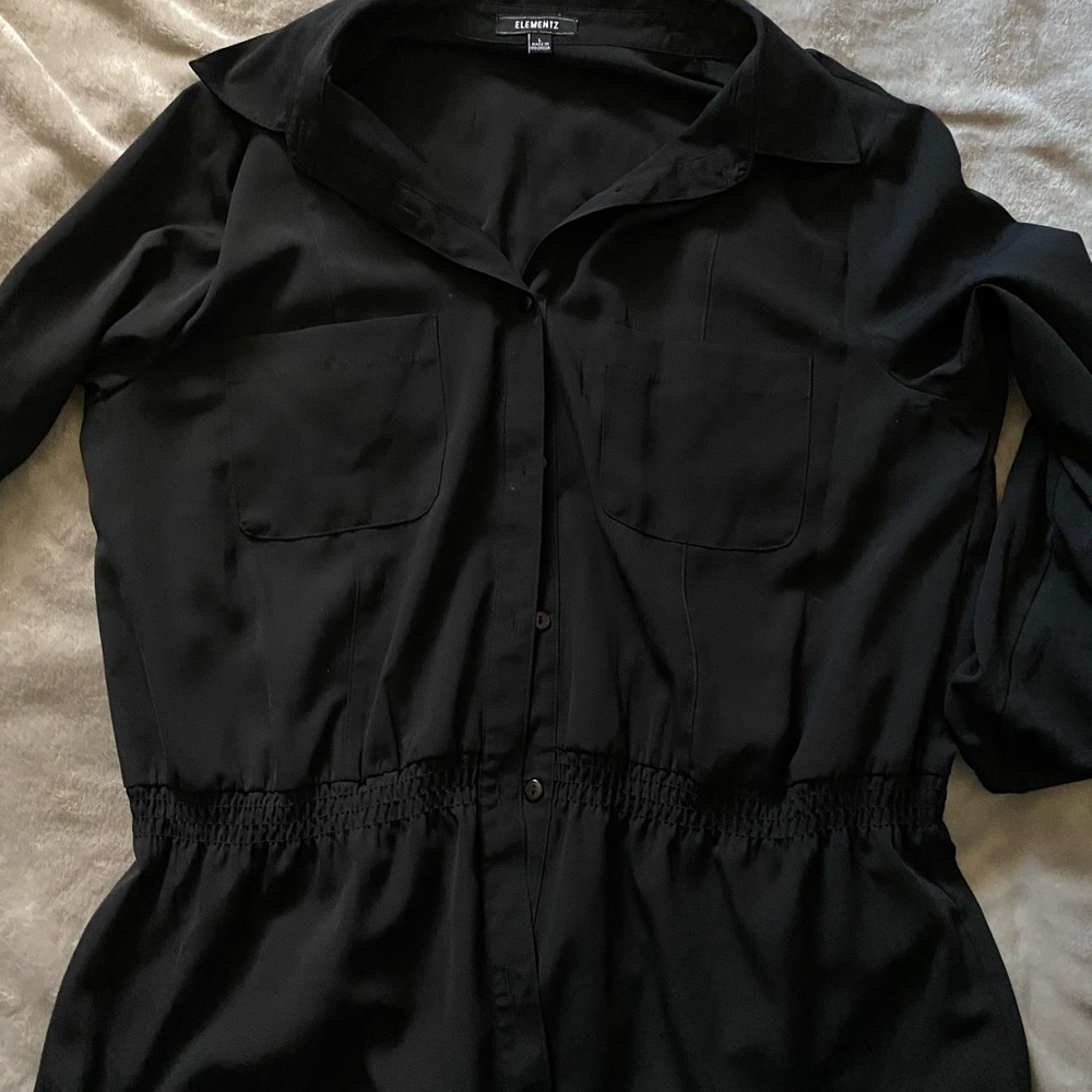Elementz Black Button-Up Dress shirt size L